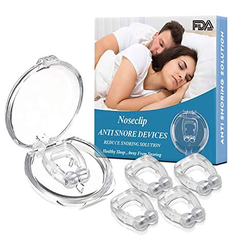 Anti Snoring Devices, Silicone Magnetic Anti Snoring Mini Nose Clips, Wonderful Sleeping Aid for Men and Women, 4 Pieces