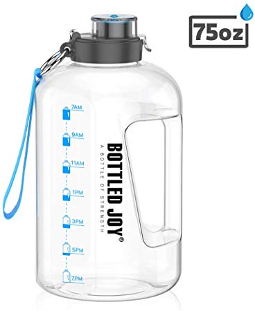 BOTTLED JOY 1 Gallon Water Bottle, BPA Free Large Water Bottle Hydration with Motivational Time Marker Reminder Leak-Proof Drinking Big Water Jug for Camping Sports Workouts and Outdoor Activity