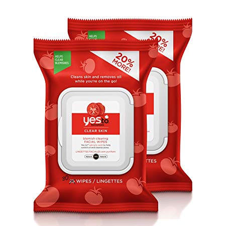 Yes To Tomatoes Clear Skin Blemish Clearing Facial Wipes, 30 Count (Pack of 2)