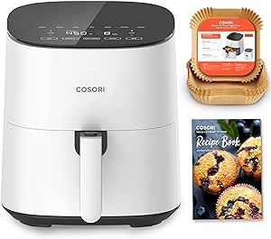 COSORI Air Fryer Pro LE 5-Qt Airfryer, With 20PCS paper liners, 10 Functions that Dry, Bake, Roast &Preheat, Shake Reminder, Up to 450℉, 85% Oil less, Compact, 130+ Recipes, Dishwasher Safe, White