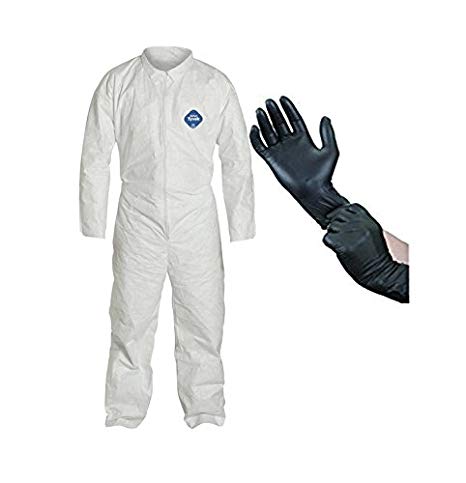 Dupont TY120S Tyvek Coveralls Suit - 2X-Large with X-Large Protective Gloves