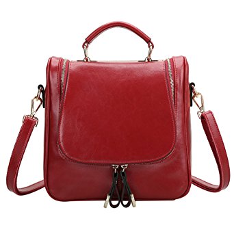 S-ZONE Ladies Women Leather Shoulder Bag Cross Body Handbag Convertible Backpack