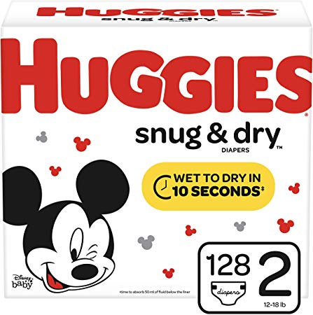 Huggies Snug & Dry Diapers, Size 2 (12-18 lb.), 128 Ct, Giga Jr Pack (Packaging May Vary)