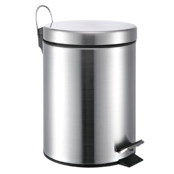 5 Liter/1.3 Gallon Small Round Stainless Steel Step Trash Can