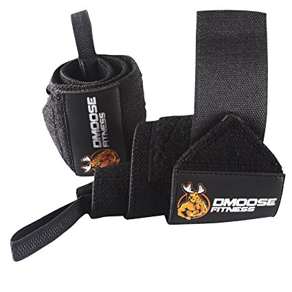 Wrist Wraps by DMoose Fitness – Premium Quality, Strong Velcro, Thumb Loops – Maximize Your Weightlifting, Powerlifting, Bodybuilding, Strength Training & CrossFit