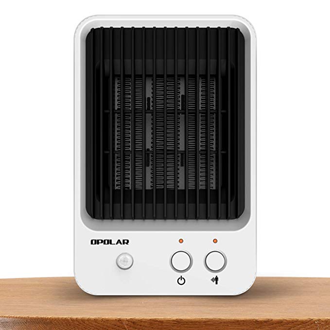 OPOLAR Space Portable Ceramic Heater, 600 Watt Personal Mini Heater with Smart Infrared Body Sensor, Silent Floor Heater, Over-Heat Protection and Tip-Over Protection, Quick Heat-up for RV Office Desk