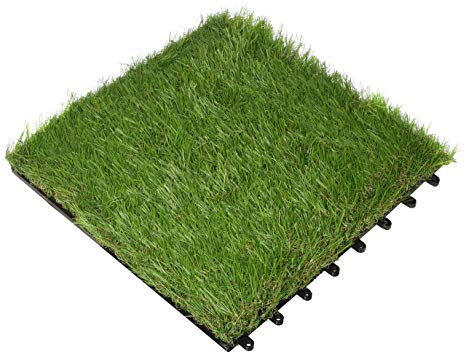 ALEKO 10AG1X1 Realistic Indoor Outdoor Decorative Artificial Grass Turf Deck Tiles 12 x 1 x 12 Inches Green Lot of 10