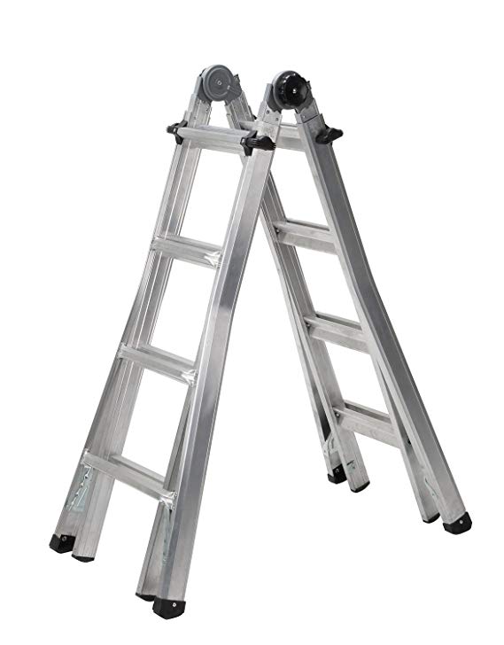 Cosco 18 ft. Reach Aluminum Telescoping Multi-Position Ladder with 300 lb. Load Capacity Type IA Duty Rating