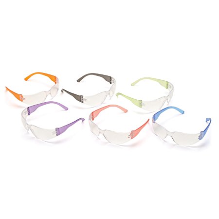 12-Pack Clear Lenses, Safety Goggle, Scratch, Impact, and Ballistic Resistant, Red, Blue, Green, Purple, Orange, and Black