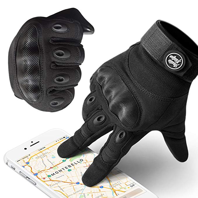 Indie Ridge Powersports Gloves, Pro-Biker Carbon Fiber Powersports Racing Gloves with Touch Screen Fingertips (Medium)