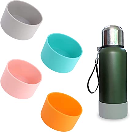 DGQ 4 Pieces Water Bottle Silivone Sleeve Bottle Bottom Base Protective Cover Glass Spray Bottle Protective Silione Boot Washable Rubber Bottom Base for 12 - 20 oz Bottles
