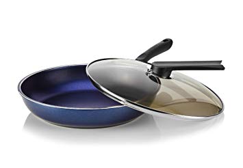 TeChef - Color Pan 12" Frying Pan with Glass Lid, Coated with DuPont Teflon Select - Colour Collection/Non-Stick Coating (PFOA Free) / (Lavender Blue)