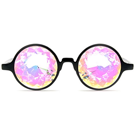 GloFX Black Kaleidoscope Glasses- Rainbow Rave Prism Diffraction