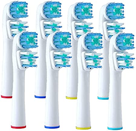 Replacement Brush Heads Compatible with OralB Braun- Best Double Clean, Pack of 8 Electric Toothbrush Replacement Heads- for Oral B Pro, 1000, 8000, 9000, Sonic, Adults, Kids, Vitality, Dual Plus!