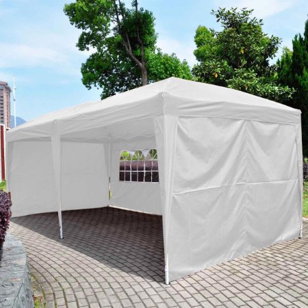 6m x 3m Pop Up Gazebo Wedding Tent Waterproof Canopy Awning Marquee W/ Carry Bag (White)