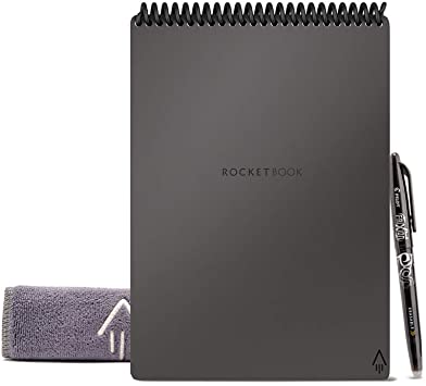 Rocketbook Flip - with 1 Pilot Frixion Pen & 1 Microfiber Cloth Included - Gray Cover, Executive Size (6" x 8.8")