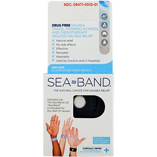 Sea-Band Adult Wristband, Natural Nausea Relief, 1-Pair, Colors May Vary