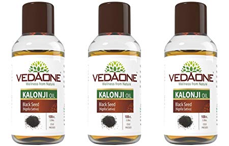Vedaone 100% Natural Cold Pressed Kalonji Black Seed Cumin Oil - 100ml For Hair, Skin and Body (Pack of 3)