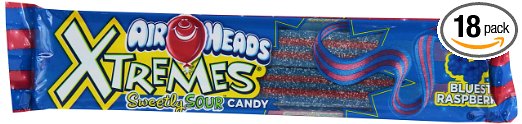 Airheads Xtremes Sour Candy, Bluest Raspberry, 2 Ounce (Pack of 18)
