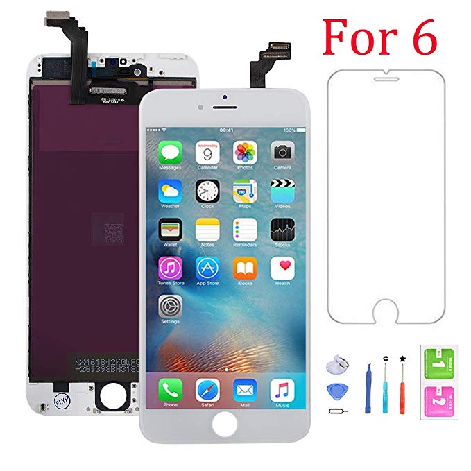 Screen Replacement for iPhone 6, Digitizer Display with LCD Touch Screen Glass Frame Assembly with Screen Protector for iPhone 6 4.7 inch- White