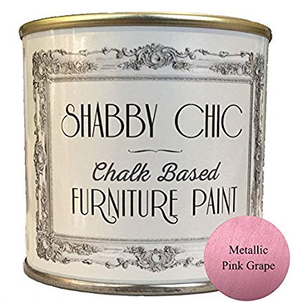 Shabby Chic Chalk Based Furniture Paint - Metallic Pink Grape 250ml - Chalked, Use on Wood, Stone, Brick, Metal, Plaster or Plastic, No Primer Needed, Made in The UK.