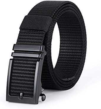 JASGOOD Nylon Belts with Automatic Buckle,Ratchet Belt-No Holes Web Belt for Men Jeans