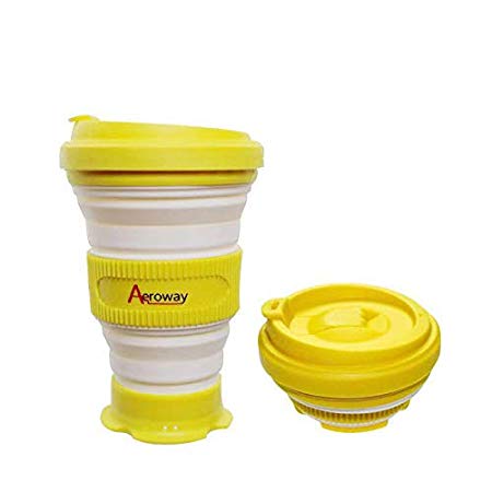 Aeroway® Collapsible Silicone Travel Cup -The Genuine Foldable 21oz Drinking Cup with Lid,BPA Free,Water,Coffee,Tea for Indoor and Outdoor Camping or Hiking,Picnic
