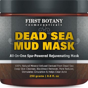 100% Natural Mineral-Infused Dead Sea Mud Mask 8.8 oz for Facial Treatment, Skin Cleanser, Pore Reducer, Anti Aging Mask, Acne Treatment, Blackhead Remover, Cellulite Treatment & Natural Moisturizer