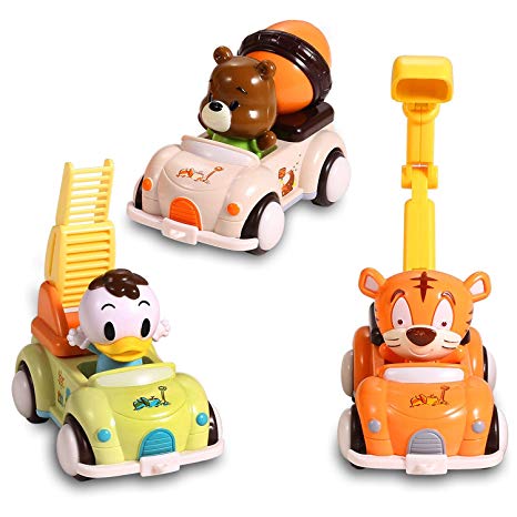 EFOSHM Car Toys for Baby 3 Sets-Friction Powered Cars-Push and Go Cars-Cartoon Cars Toys for Kids, Toddler Toy Cars for 1, 2, 3, 4, 5, 6 Years Old