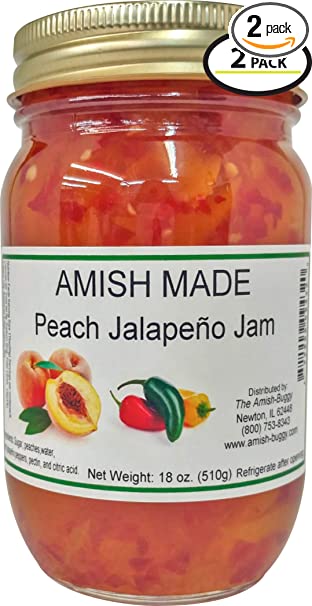 Amish Peach Jalapeno Jam - Two 18 Oz Jars