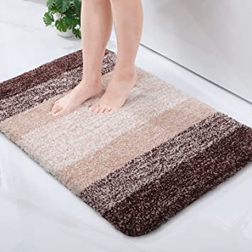 Olanly Luxury Bathroom Rug Mat, Extra Soft and Absorbent Microfiber Bath Rugs, Non-Slip Plush Shaggy Bath Carpet, Machine Wash Dry, Bath Mats for Bathroom Floor, Tub and Shower 24" x 36", Brown