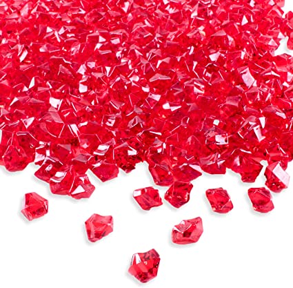 Super Z Outlet 120 Pack Acrylic Color Ice Rock Crystals Treasure Gems for Table Scatters, Home Vase Fillers, Event, Wedding, Arts & Crafts, Birthday Decoration Favor (1" Inch) (Red)