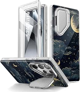 i-Blason Cosmo for Samsung Galaxy S24 Ultra Case with Camera Cover Stand, [Support MagSafe] Stylish 360 Full Case with Screen Protector & Kickstand Magnetic Phone Case for S24 Ultra, Nightsky