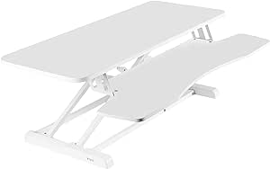 VIVO 91 cm Desk Converter, K Series, Height Adjustable Sit to Stand Riser, Dual Monitor and Laptop Workstation with Wide Keyboard Tray, White, DESK-V036KW