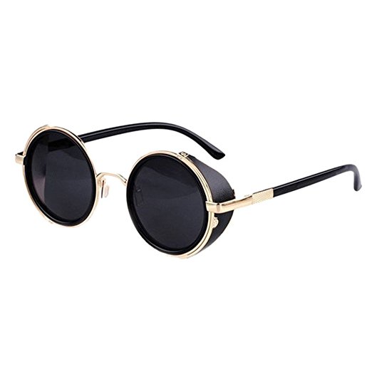YWSiwa Vintage Retro Goggles Steampunk Sunglasses Round Mirror Lens Glasses