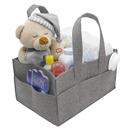 Sorbus Baby Diaper Caddy Organizer | Nursery Storage Bin for Diapers, Wipes & Toys | Portable Car Storage Basket | Changing Table Organizer | Great Baby Shower Gift Basket (Gray)