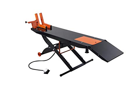 APlusLift MT1500 1,500LB Air Operated 24" Width ATV Motorcycle Lift Table (Free Service Jack, Free Home Delivery) / 24 Months Parts Warranty