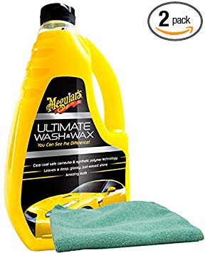 Meguiar's Ultimate Wash & Wax (48 oz) Bundle with Microfiber Cloth (2 Items)