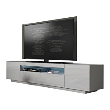 Miami 200 Modern 90" TV Stand High Gloss Front, 16 Colors LED (light grey)