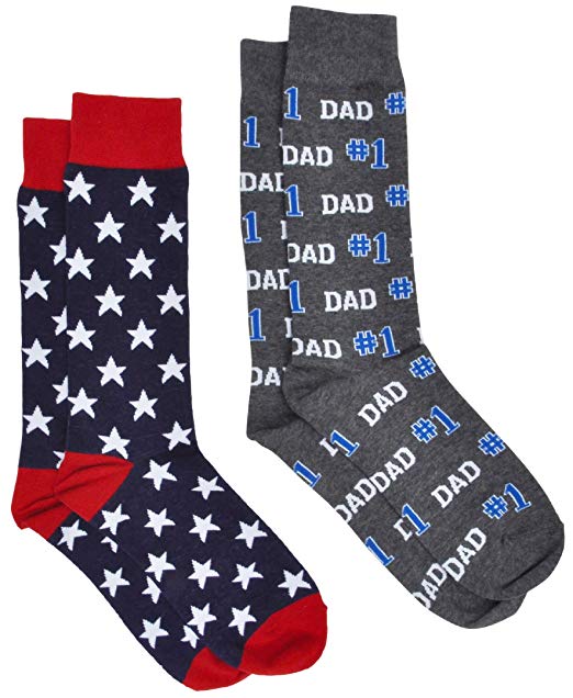 Men's Novelty Socks Trouser Crew - 2 Pair Set Choose Prints: Christmas DAD Tacos