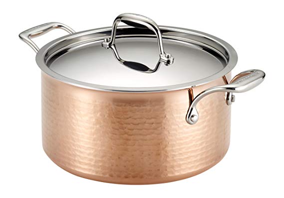 Lagostina Q5544664 Martellata Tri-ply Hammered Stainless Steel Copper Dishwasher Safe Oven Safe Stewpot Cookware, 5-Quart, Copper