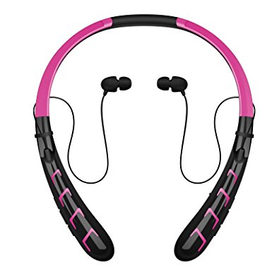 Bluetooth Headphones Headset Rymemo Newest 20 Hrs Continuous Playing Time Wireless Music Stereo Sports Running Earphones Vibration Neckband Style for Cellphone,Pink-Black