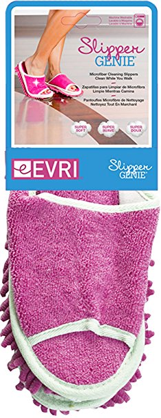 Slipper Genie Microfiber Cleaning Slippers, Pink
