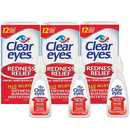 Clear Eyes Redness Relief | Relieves Drying, Burning & Irritations | 0.5 oz | Pack of 3