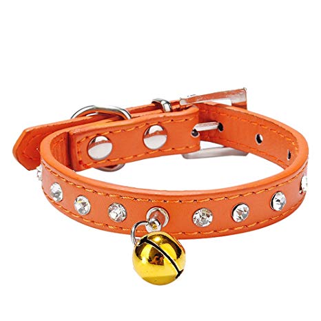 LINGERY Dog Collar Bling Crystal With Small Bell Necklace Pet Puppy Cat