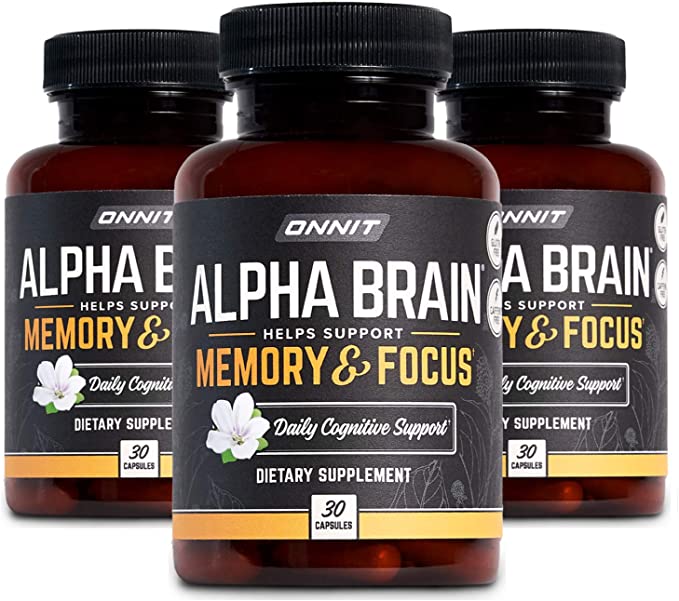 ONNIT Alpha Brain (90ct) - Over 1 Million Bottles Sold - Premium Nootropic Brain Supplement - Focus, Concentration   Memory - Alpha GPC, L Theanine & Bacopa Monnieri