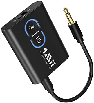 1Mii Bluetooth 5.0 Transmitter Receiver for TV to Wireless Headphones, Dual Link AptX Low Latency with HD Audio, Aux Bluetooth Audio Receiver Adapter for Home Stereo / Car, Plug n Play