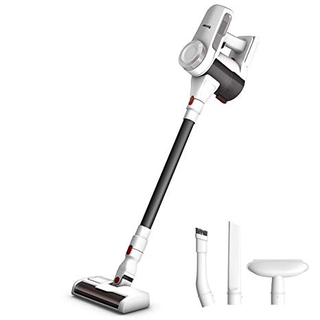 COSTWAY Cordless Vacuum Cleaner, Stick Vacuum with Strong Suction, Lightweight Bagless Handheld Vacuum Wall-Mountable for Home and Car, White