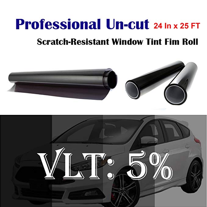 Mkbrother Uncut Roll Window Tint Film 5% VLT 24" In x 25' Ft Feet (24 X 300 Inch) Car Home Office Glasss