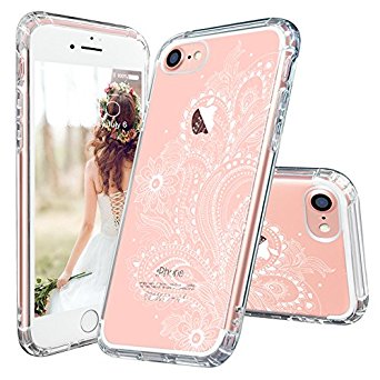 iPhone 7 Case, iPhone 7 Slim Case, MOSNOVO White Floral Henna Paisey Flower Clear Design Transparent Plastic with TPU Bumper Protective Back Cover for Apple iPhone 7 (4.7 Inch)
